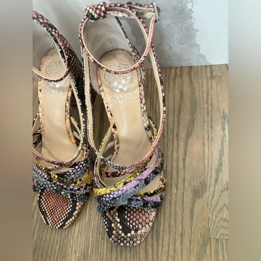 Vince Camuto Winvey Multi-Color Ankle Strap Block Heel size 6